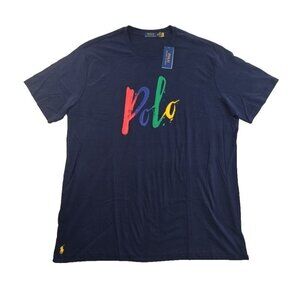 Polo Ralph Lauren Color Logo T-Shirt Men's 2XLT Classic Navy Blue NEW MSRP $65